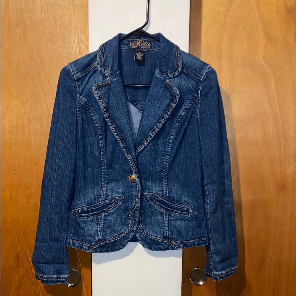 💙EUC Vintage Kikit Jean Jacket with Notched Lapels